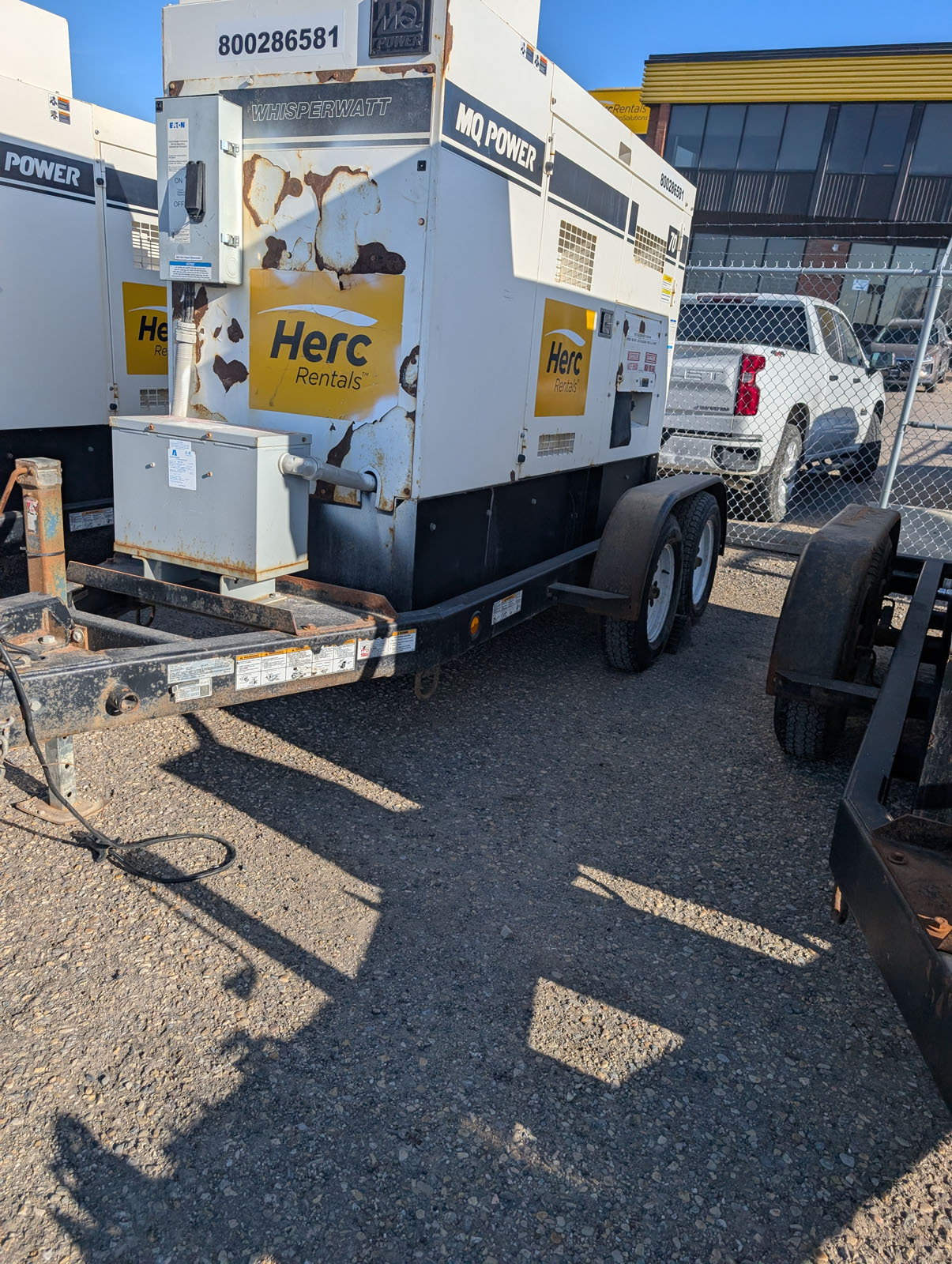 Towable Herc generator prepared for transport.
